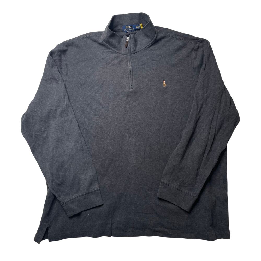 Polo Ralph Lauren Estate Rib Gray Quarter Zip Pullover Sweater XXL Men's Cotton